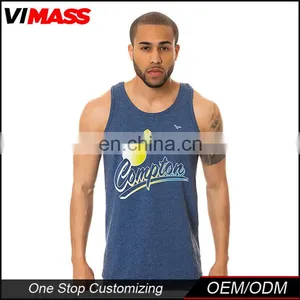 Custom Printed Logo Cotton Mens Gym Sports Tank Top thumbnail-3