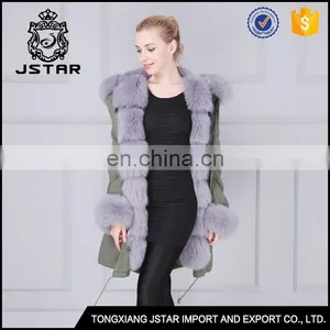 Couple Style Fashion Long Natural Fur Coat Fur Trim thumbnail-3