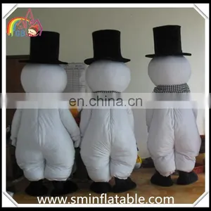 Lovely Snowman Mascot Costume, Three Person Snowman Fur Costume for Adult thumbnail-6