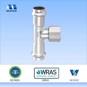 Stainless Steel Tee Fitting With Female Thread Viega Press Fitting thumbnail-1