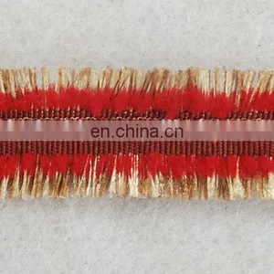 Fashion Cotton Red Fringe Tassel With Gold Lurex Trimming for Dresses thumbnail-3