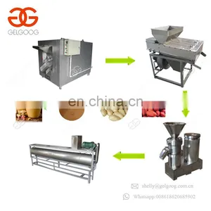 High Quality Sunflower Seeds Sesame Cocoa Bean Paste Roasting Grinding Machine Peanut Butter Processing Line thumbnail-1