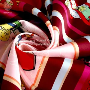 OEM/ODM Factory Made Fashion Elegant Flower Printed Twill Silk Scarf Custom Customs Data thumbnail-3