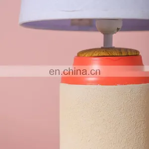 Modern Indoor Decorative Matte Salmon Pink Living Room Porcelain Light for Study With White Lampshade thumbnail-4