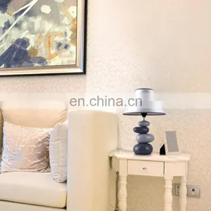 Wholesale Cumulate Stone Shape Ceramic Base Modern Nordic Nightstand Lamps for Hotel Bedside thumbnail-3