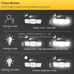 54/138 LEDs Outdoor Solar Wall Lamp Powered Sunlight 3 Heads Remote Control Waterproof LED Lamp For Garden Courtyard Street Lamp thumbnail-3