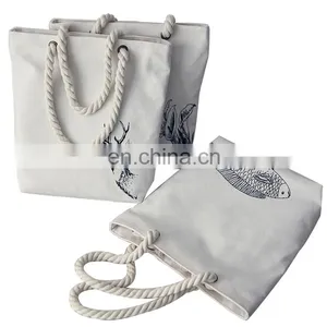 Shopping Cotton Canvas Women Animal Prints Tote Handbag With Zipper thumbnail-5