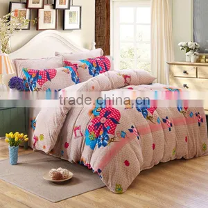 Hot Selling Luxurious Large Warm Heart PrintedThick Flannel Plush Quilted Bedding Set -Made in China thumbnail-1