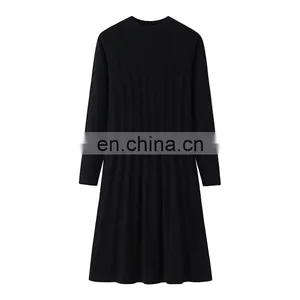 High Quality Pure Cashmere Crew Neck Dress for Ladies Winter Autumn Casual Style thumbnail-6