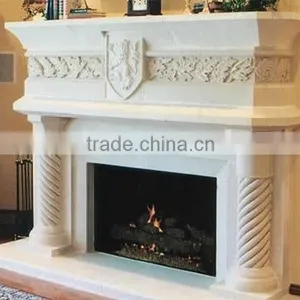 Hot Indoor Natural Polished White Sandstone Fireplace thumbnail-2