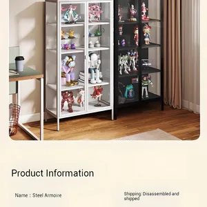 Space-Saving Slim Glass Tower Cabinet for Corner Display | All-around Protection | Moonlit White & Starry Black thumbnail-1