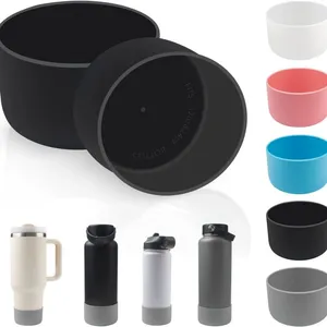 Silicone Protective Boot 7.5cm 9cm, Anti-Slip Heat Resistant Water Bottle Sleeve Bottom Protector for Tumblers & Sports Cups thumbnail-2