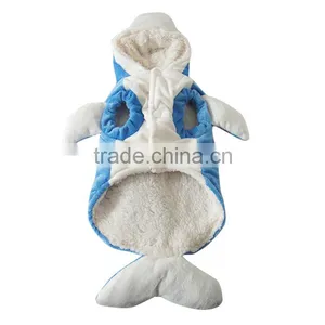 Suitable for Autumn Winter Double Layer Cut Hair Royal Velvet Blue Dolphin Pet Clothes thumbnail-5