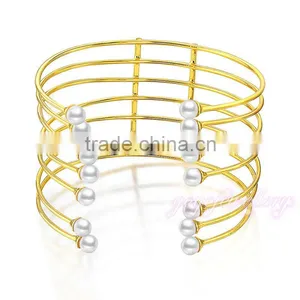 Wholesale Pearl Gold Cuff Bangle Bracelet thumbnail-1