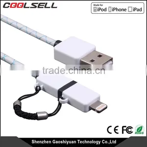 Shenzhen Wholesale Professional Multifunction Micro Mfi 2 in 1 TPE Usb Cable Charger for Iphone Samsung thumbnail-1