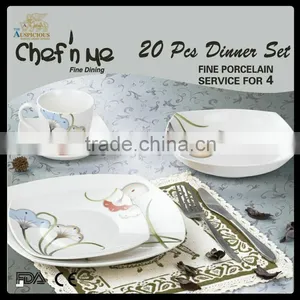 20pcs Decal Square New Bone China Dinner Set thumbnail-2