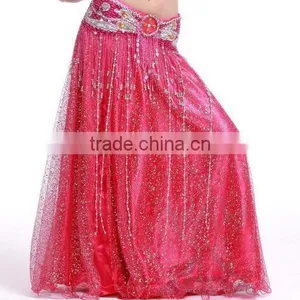 Brisk Net Fabric and Satin Belly Dance Skirt Split on Both Lateral , White Belly Dancing Skirt thumbnail-4