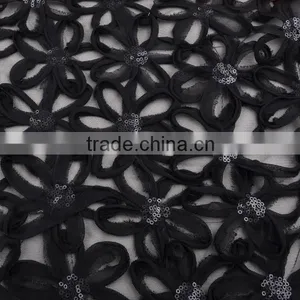 Sequins Chiffon Ribbon Circle Embroidery Design for Girl Dress thumbnail-5