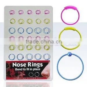 Color Plated 925 Sterling Silver Hoop Nose Rings thumbnail-1