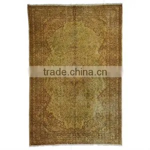 Handmade Yellow Over-dyed Rug (9 x 6 Feet) thumbnail-1
