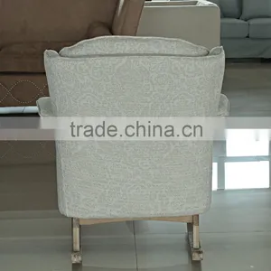 Modern Style With Variety of Fabrics Covered Wooden Armchair Fabric Rocking Chair thumbnail-6