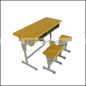 Adjustable Double School Desk and Stool Set, Moulded Pressing Table thumbnail-1
