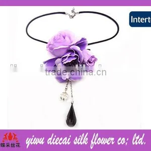 Fashion Satin Purple Flower Jewelry Necklace thumbnail-1
