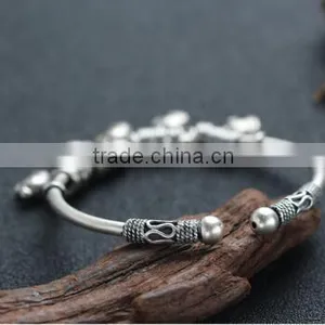 Antique Adjustable 925 Sterling Silver Elephant Cuff Bracelet thumbnail-5
