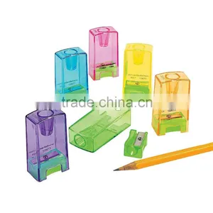 Factory Wholesale Custom Cheap Neon Color Plastic Pencil and Crayon Sharpeners New Fashion School Novelty Stationery Gift thumbnail-1