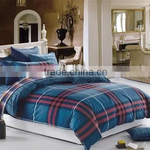 100% Cotton New Design Grid Bed Sheet Set thumbnail-3