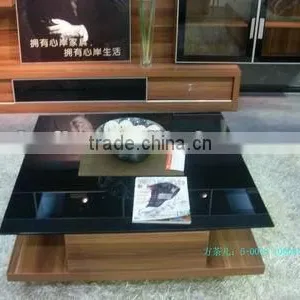Modern Wooden Glass Top Square Coffee Table thumbnail-1