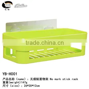 4 Colors Wall Sticky Kitchen & Bathroom Plastic Storage Shelf Storage Rack thumbnail-4