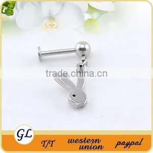 LR01135 Stainless Steel Dangle Cat Lip Ring thumbnail-6