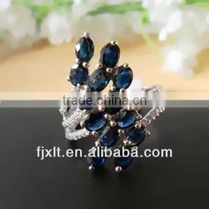 Newest European Style Blue Sapphire Gemstone Silver Ring thumbnail-1