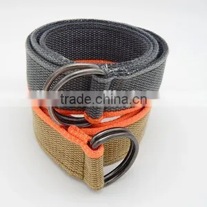 Canvas Belt Ouble D-ring Buckles Knitted Men Belt Multy-ply Fabric Cotton Belt Cheap Price thumbnail-1