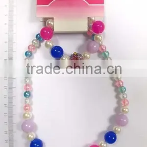Lovely Multicolor Beaded Necklace Bracelet Set With Little Flowers for Children thumbnail-6