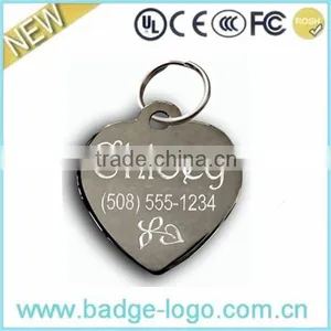 Custom Heart Shape Laser Engraved Logo Metal Keychain thumbnail-1