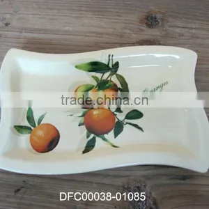 Household/Restaurant Orange Decal Ceramic Serving Dish thumbnail-1