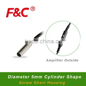 F3C-5WSM01 Series M5 Proximity Sensor, Amplifier Outside, Short Length Housing, Flush/NPN/PNP/NO/NC Offered. thumbnail-1