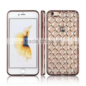 C&T 3D Sparkling Glitter Clear Diamond Grid Soft TPU Plating Mobile Phone Case for IPhone 6S Quality Choice thumbnail-1