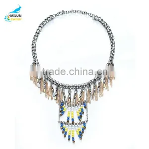 Trendy Fashion Tassel Rhinestone Choker Statement Necklace 2016 thumbnail-3