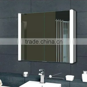Double Door Recessed Illuminated Aluminum Bathroom Mirror Cabinet With Led Light thumbnail-1