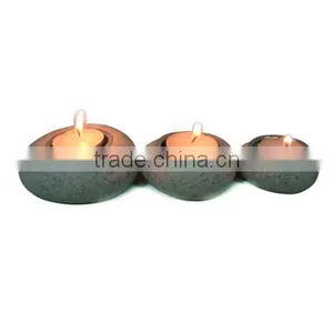 New Style High Quality Pebble Polystone/metal Wedding Candle Holder thumbnail-2