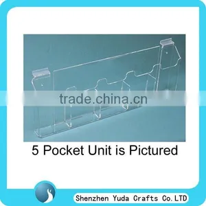 5 Pocket Acrylic Slatwall Holder Display, Wall-mounted Plexiglass Brochure Storage Organizer thumbnail-1
