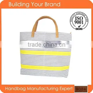 Wholesale Printed Canvas Bag With Leather Trim thumbnail-1
