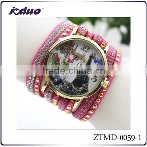 2016 HOT Selling Flower Butterfly Leather Bracelet Watches thumbnail-1