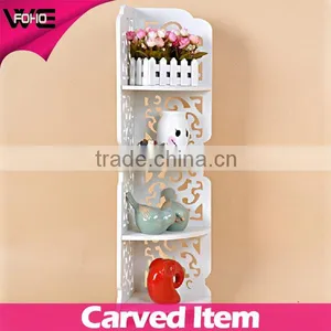 4 Tiers Exquisite Hollow Out Storage Shelf / Flower Shelf,Decorative Wooden Corner Shelves thumbnail-1
