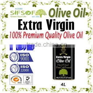 Cold Pressed Extra Virgin Olive Oil. A'Quality Extra Virgin Olive Oil With ISO9001 Certification.4L Metallic Tin thumbnail-2