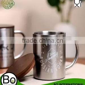 Stainless Steel Double Layer (Wood Cup Lid)Mug Coffee Cups Caneca Beer Cup Coffee Mug Taza Copo Fast Shipping With Guarantee thumbnail-3