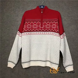 Zipper Half Turtleneck Sweater With Snowflake Pattern thumbnail-1